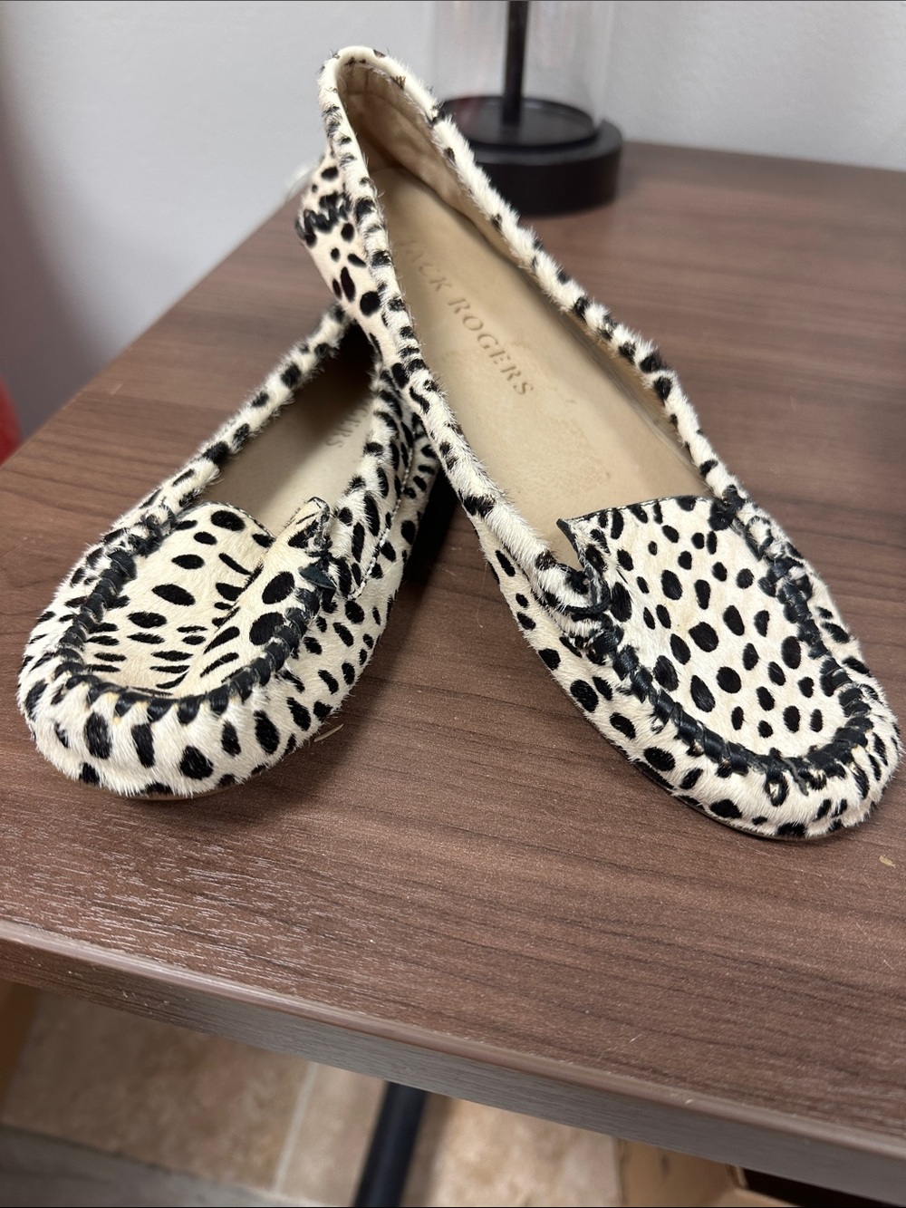 Black & Cream Calf Hair Moccasins